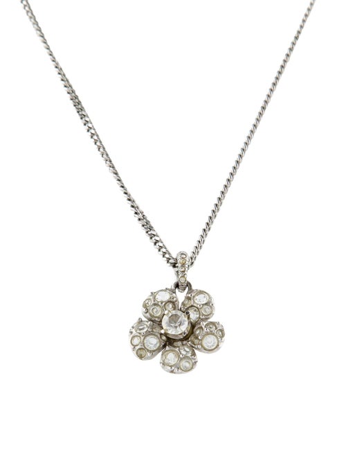 Chanel Strass Camellia Pendant Necklace