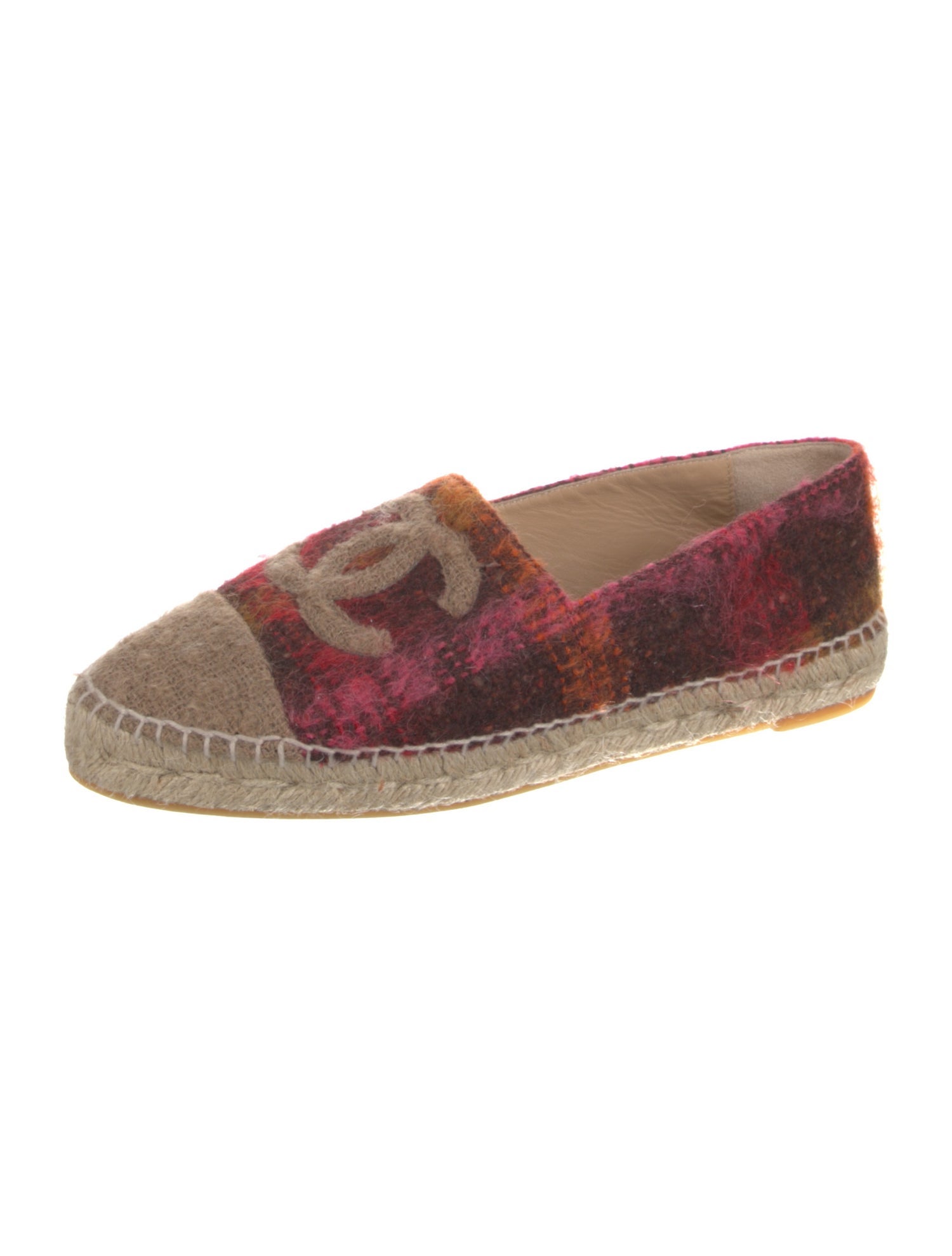Chanel Interlocking CC Logo Tweed Espadrilles