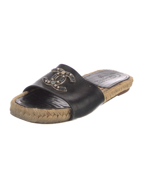 Chanel Interlocking CC Logo Leather Espadrilles