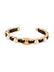 Chanel Faux Pearl & Leather CC Cuff Bracelet