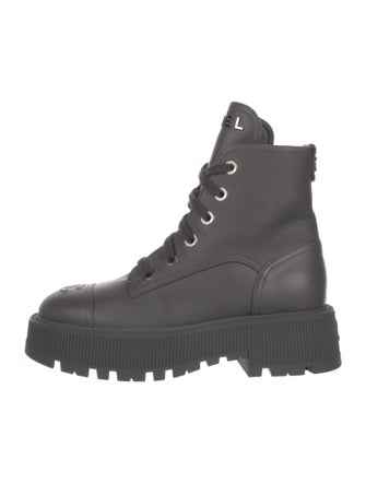Chanel Interlocking CC Logo Leather Combat Boots