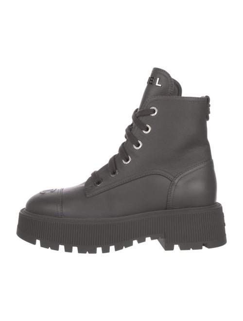 Chanel Interlocking CC Logo Leather Combat Boots