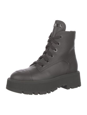 Chanel Interlocking CC Logo Leather Combat Boots