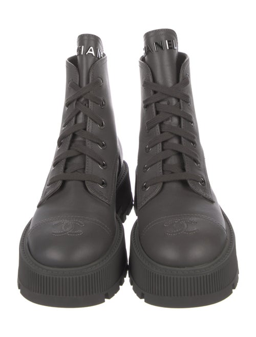 Chanel Interlocking CC Logo Leather Combat Boots