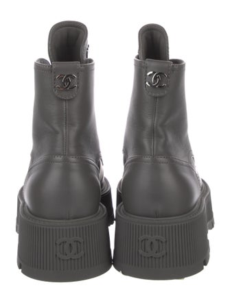 Chanel Interlocking CC Logo Leather Combat Boots