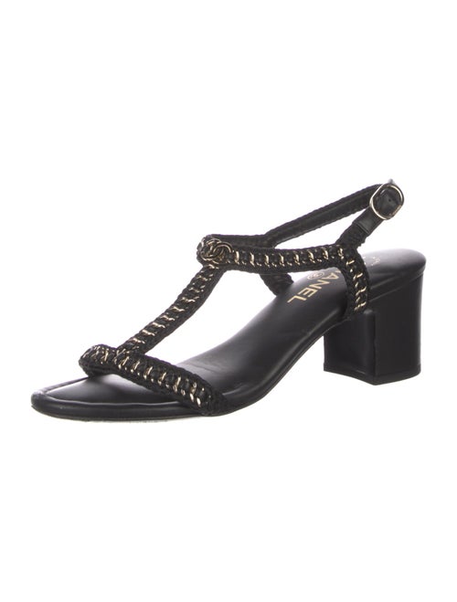 Chanel 2022 Interlocking CC Logo T-Strap Sandals