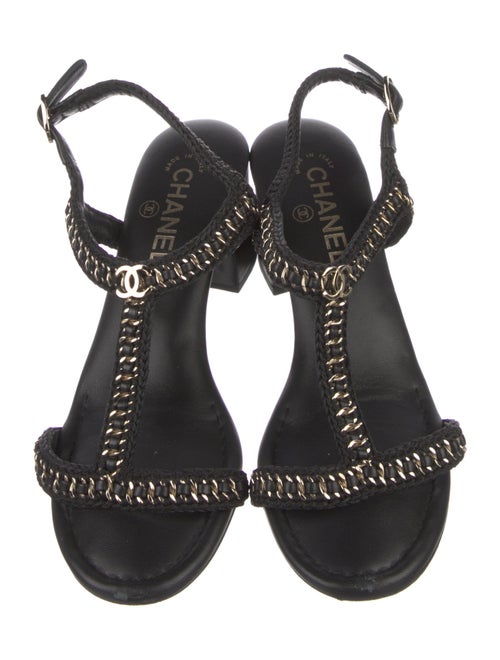 Chanel 2022 Interlocking CC Logo T-Strap Sandals