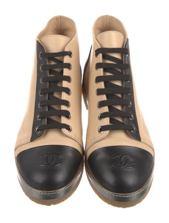 Chanel Interlocking CC Logo Leather Sneakers