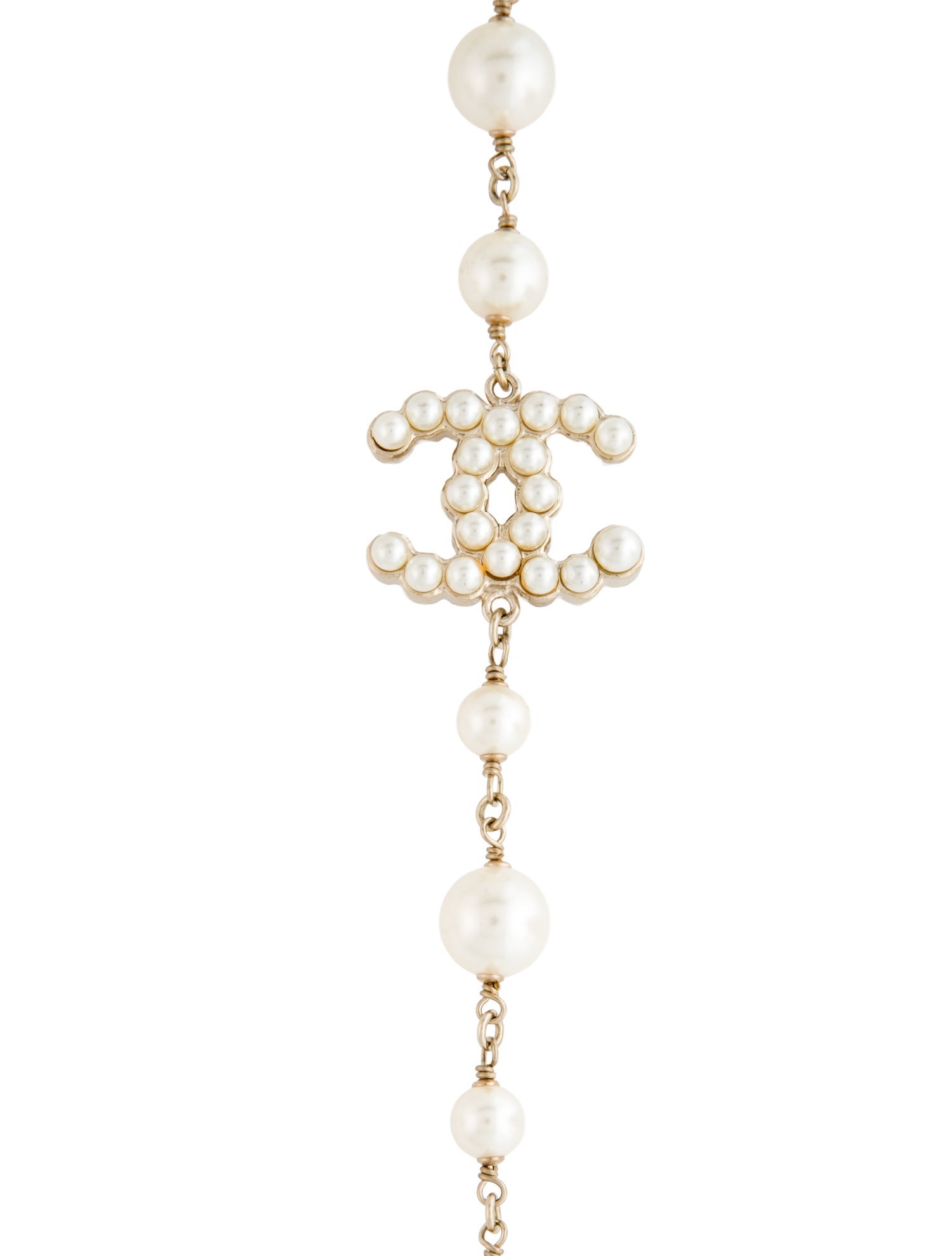 Chanel Faux Pearl CC Station Necklace
