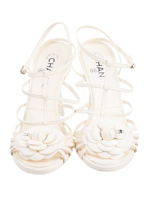 Chanel Interlocking CC Logo Leather T-Strap Sandals