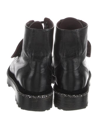 Chanel Interlocking CC Logo Patent Leather Combat Boots