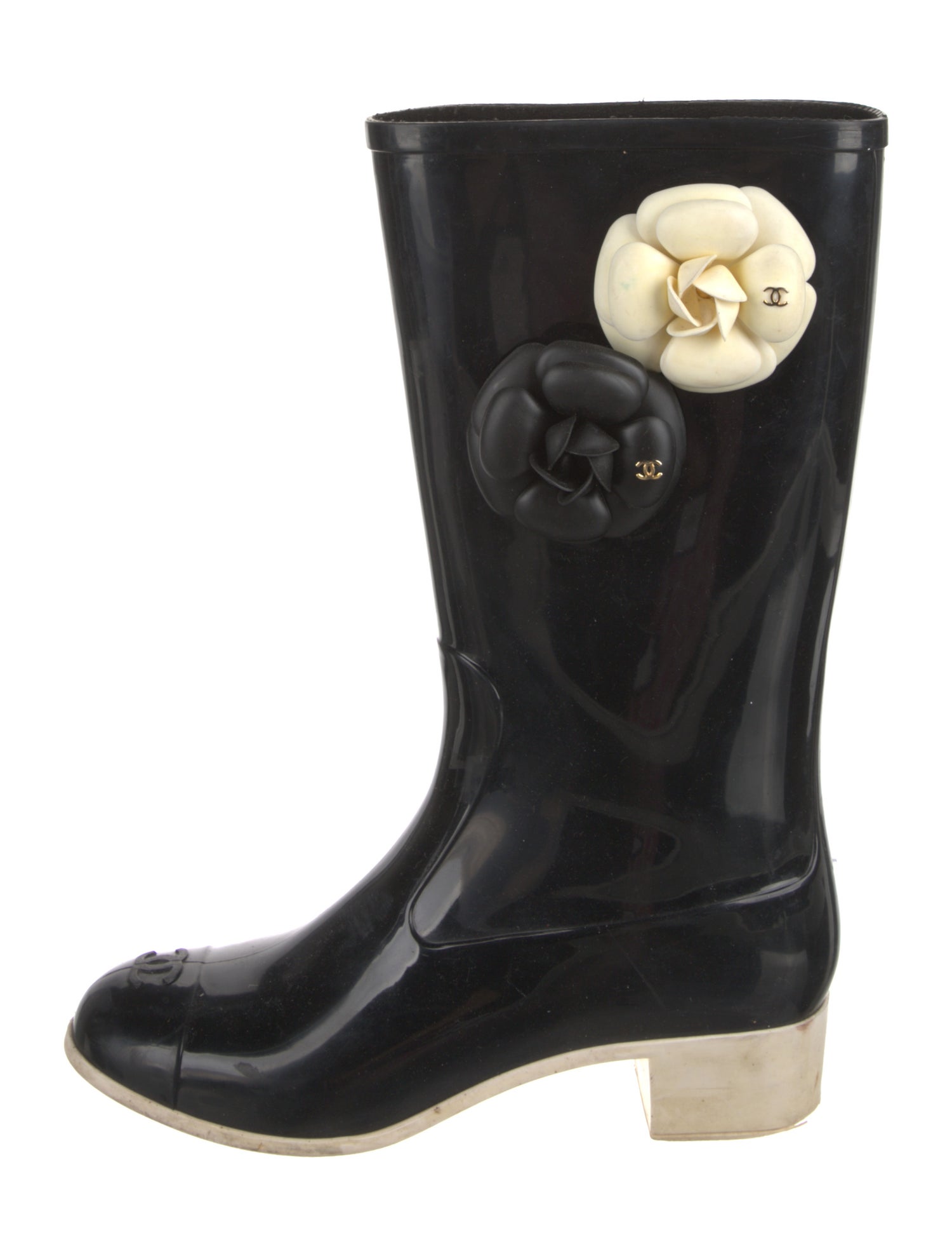 Chanel Interlocking CC Logo Rubber Rain Boots