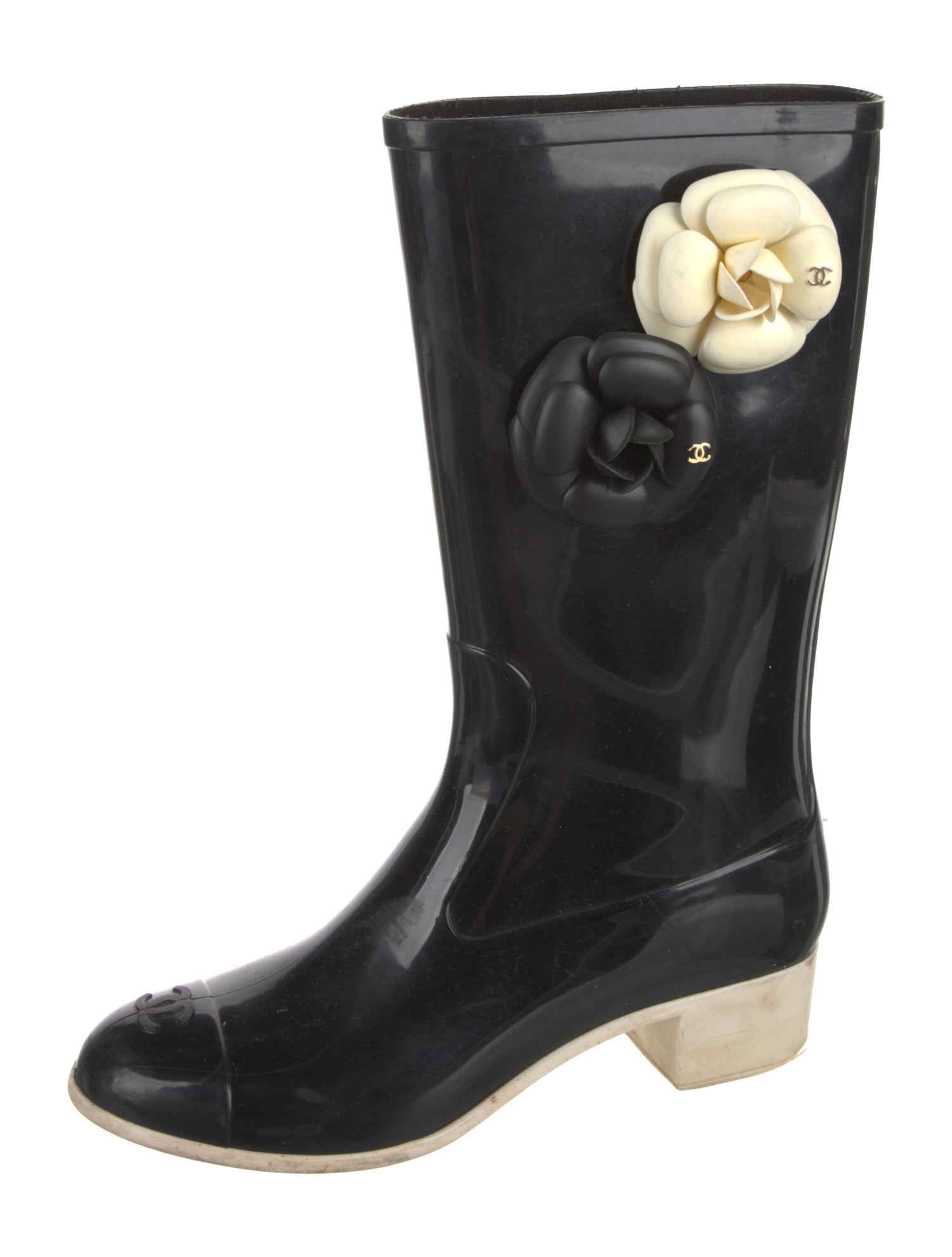 Chanel Interlocking CC Logo Rubber Rain Boots