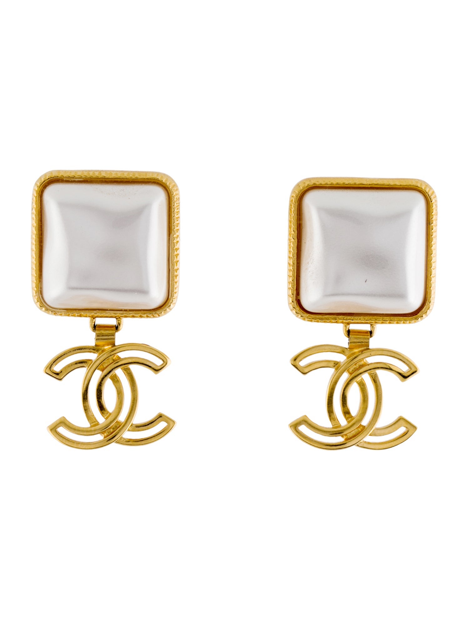 Chanel 2020 Faux Pearl CC Drop Earrings