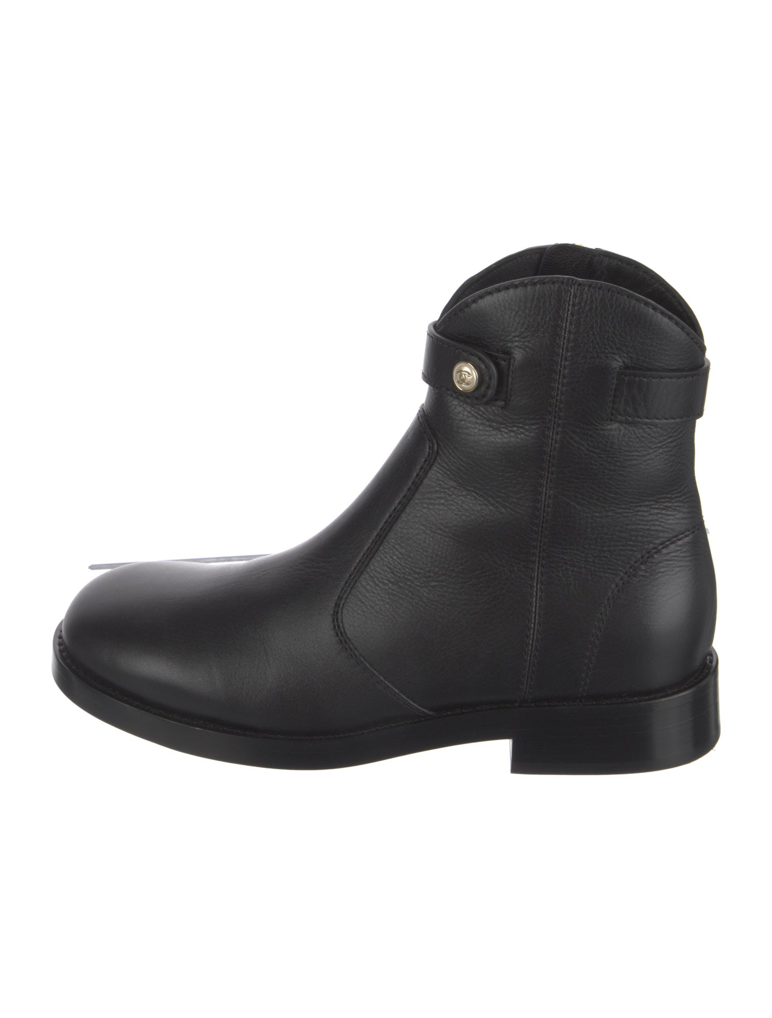 Chanel Interlocking CC Logo Leather Moto Boots