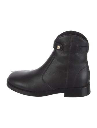 Chanel Interlocking CC Logo Leather Moto Boots