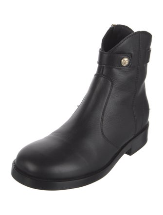 Chanel Interlocking CC Logo Leather Moto Boots