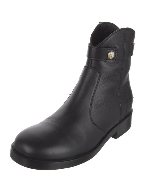 Chanel Interlocking CC Logo Leather Moto Boots