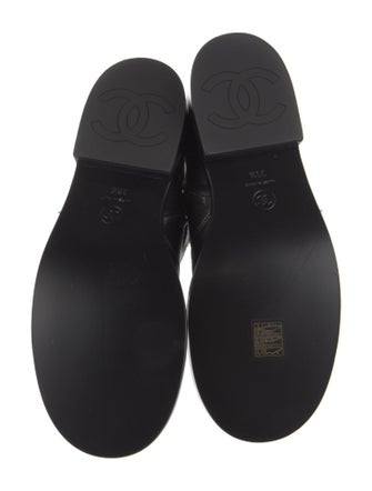 Chanel Interlocking CC Logo Leather Moto Boots