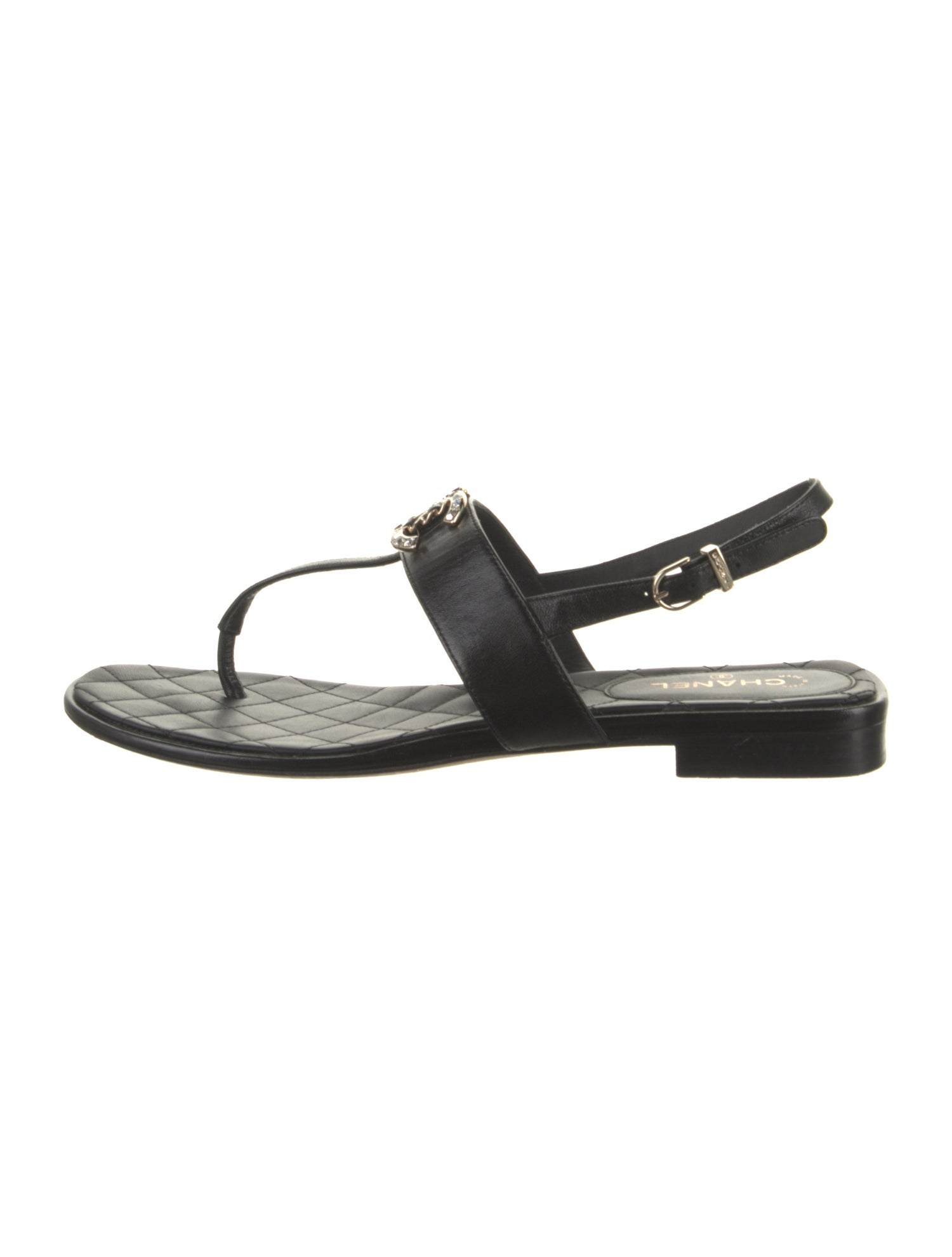 Chanel 2021 Interlocking CC Logo T-Strap Sandals