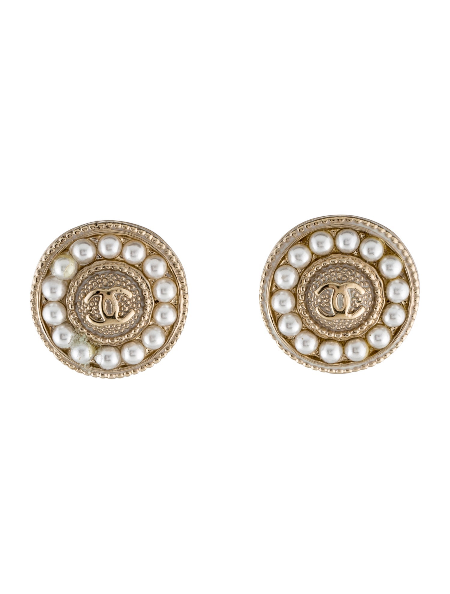 Chanel Faux Pearl CC Clip-On Earrings