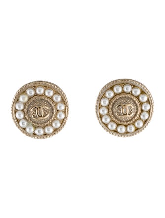 Chanel Faux Pearl CC Clip-On Earrings