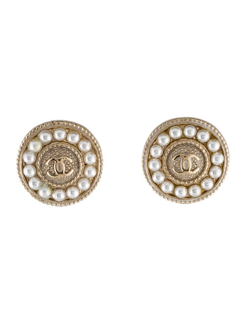 Chanel Faux Pearl CC Clip-On Earrings