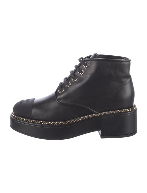 Chanel Interlocking CC Logo Leather Combat Boots