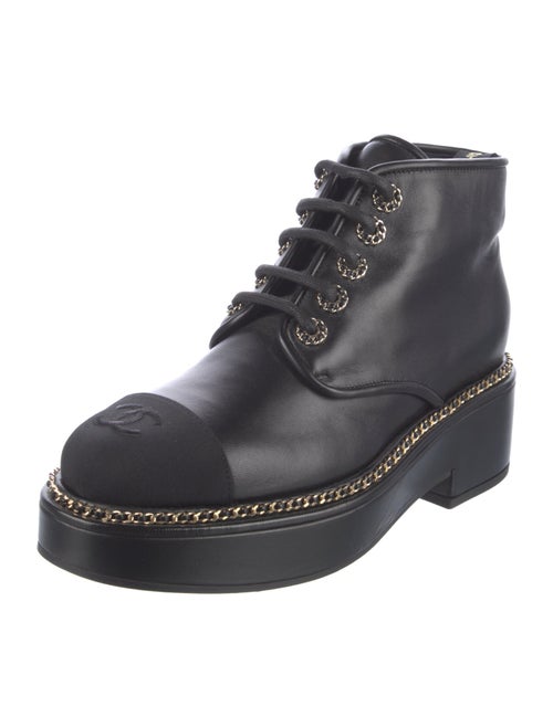 Chanel Interlocking CC Logo Leather Combat Boots
