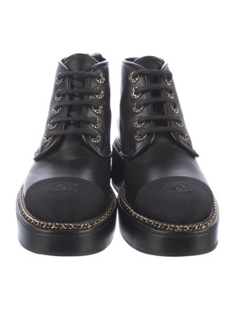 Chanel Interlocking CC Logo Leather Combat Boots