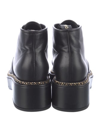 Chanel Interlocking CC Logo Leather Combat Boots