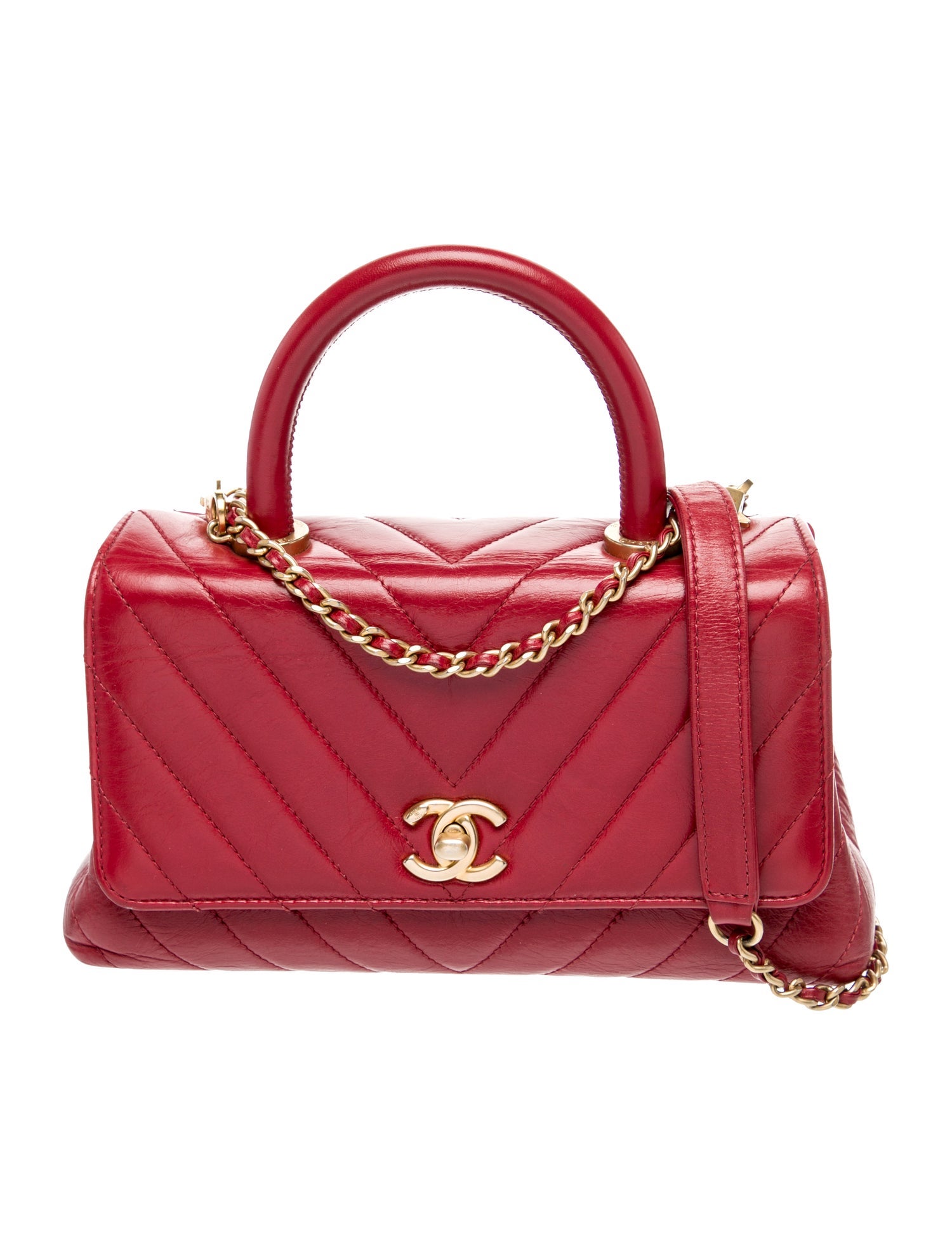 Chanel Mini Chevron Coco Handle Bag