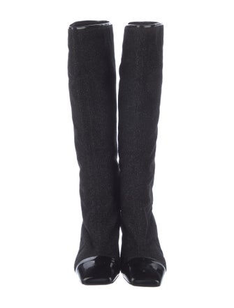 Chanel Interlocking CC Logo Glitter Riding Boots