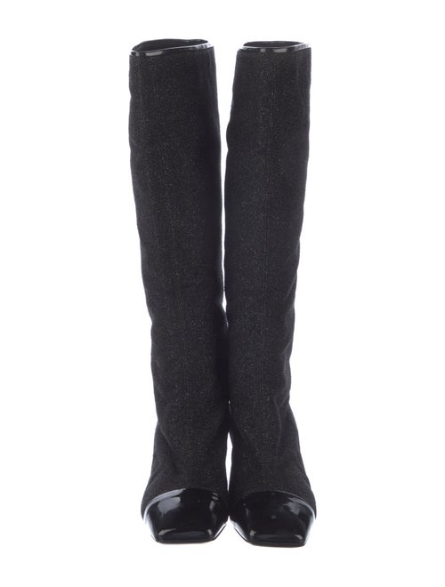 Chanel Interlocking CC Logo Glitter Riding Boots