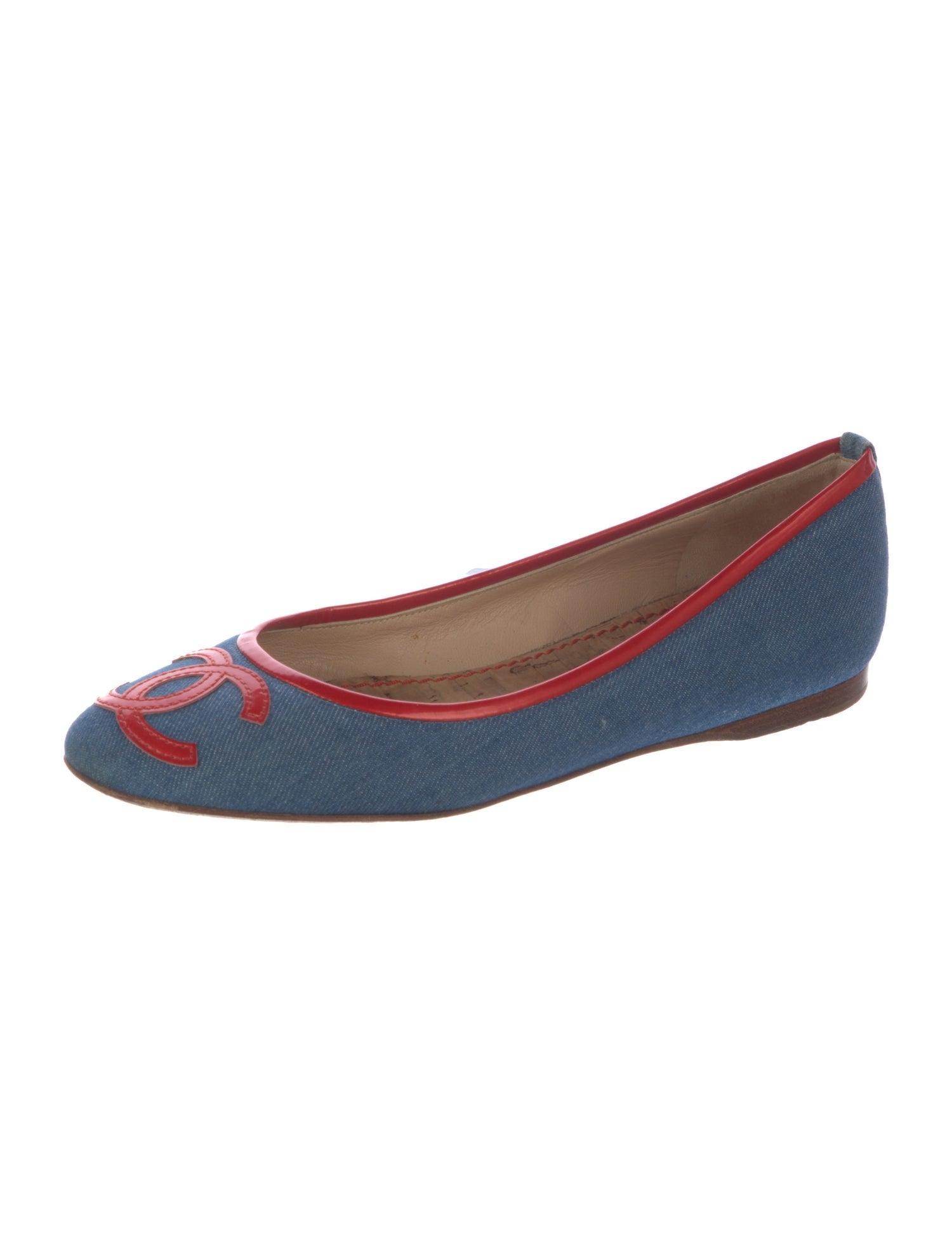 Chanel Interlocking CC Logo Denim Ballet Flats