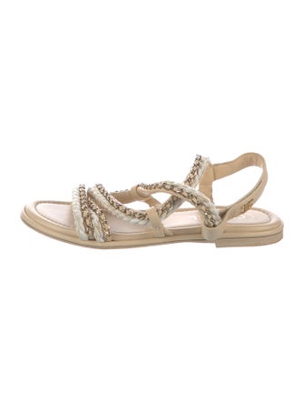 Chanel Interlocking CC Logo Leather Gladiator Sandals