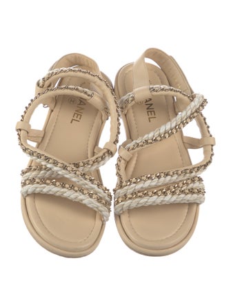 Chanel Interlocking CC Logo Leather Gladiator Sandals