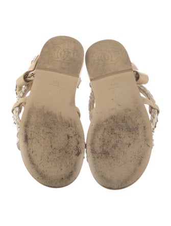 Chanel Interlocking CC Logo Leather Gladiator Sandals