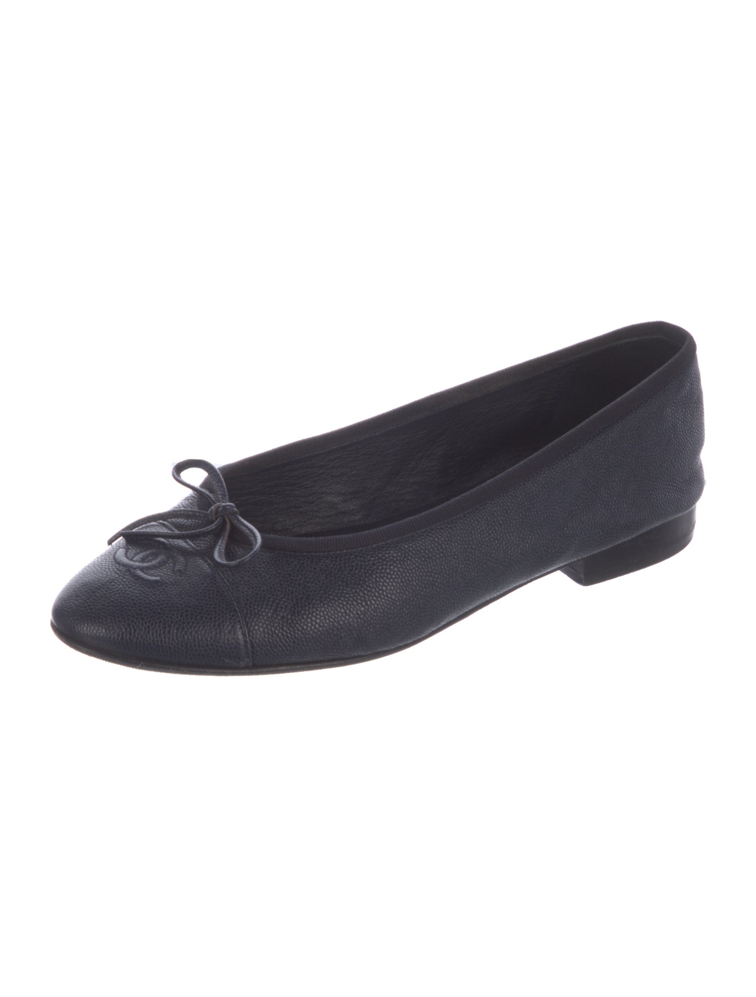Chanel Interlocking CC Logo Leather Ballet Flats