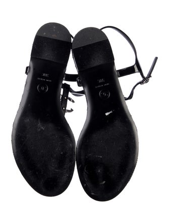 Chanel Interlocking CC Logo Patent Leather T-Strap Sandals