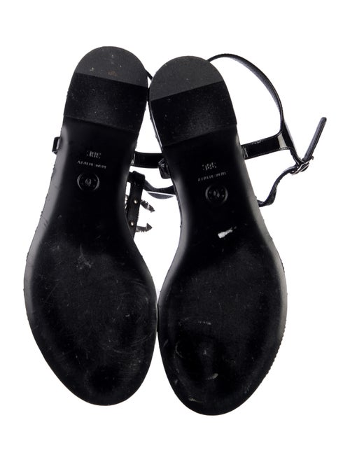 Chanel Interlocking CC Logo Patent Leather T-Strap Sandals