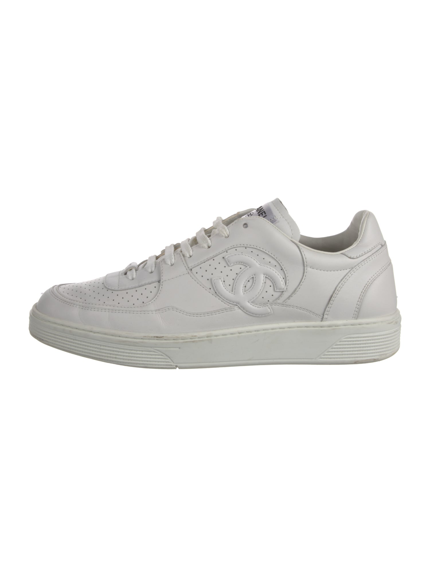 Chanel Interlocking CC Logo Leather Sneakers