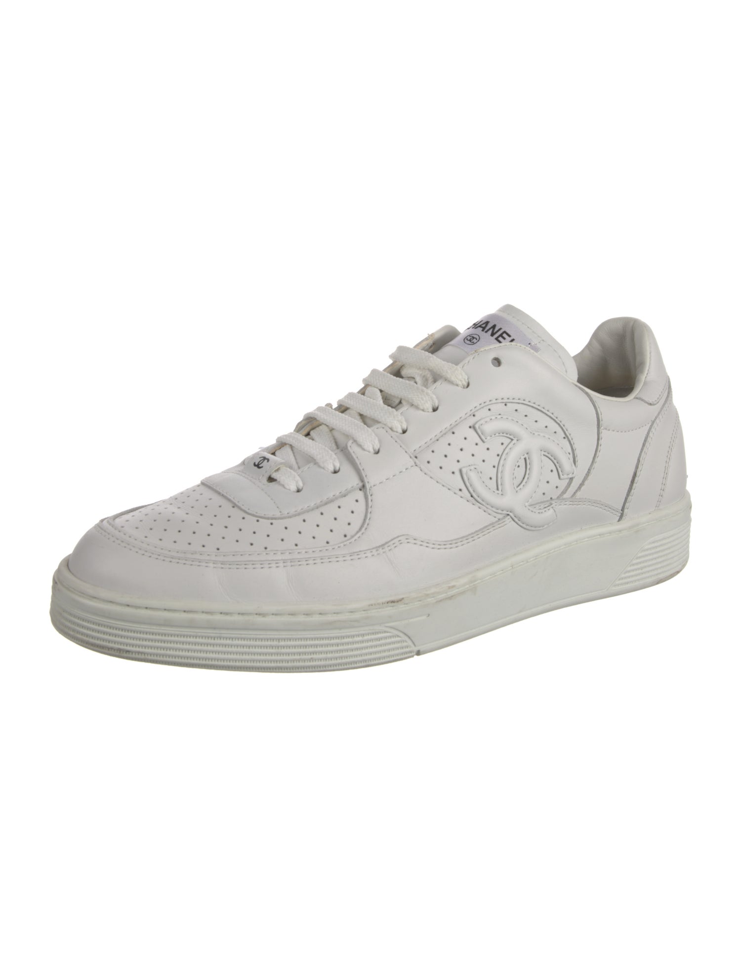 Chanel Interlocking CC Logo Leather Sneakers