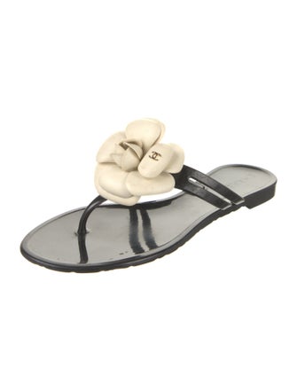 Chanel Interlocking CC Logo Rubber Slides