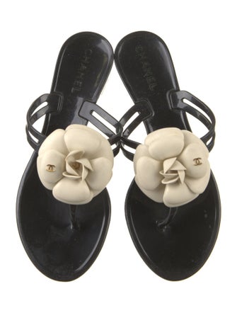 Chanel Interlocking CC Logo Rubber Slides