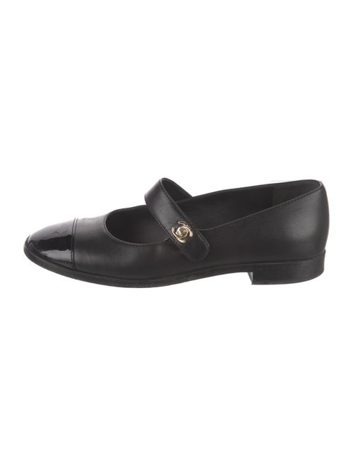 Chanel Interlocking CC Logo Leather Mary Jane Flats
