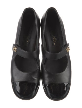 Chanel Interlocking CC Logo Leather Mary Jane Flats