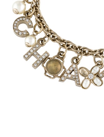 Chanel Faux Pearl, Strass and Resin CC Charm Bracelet