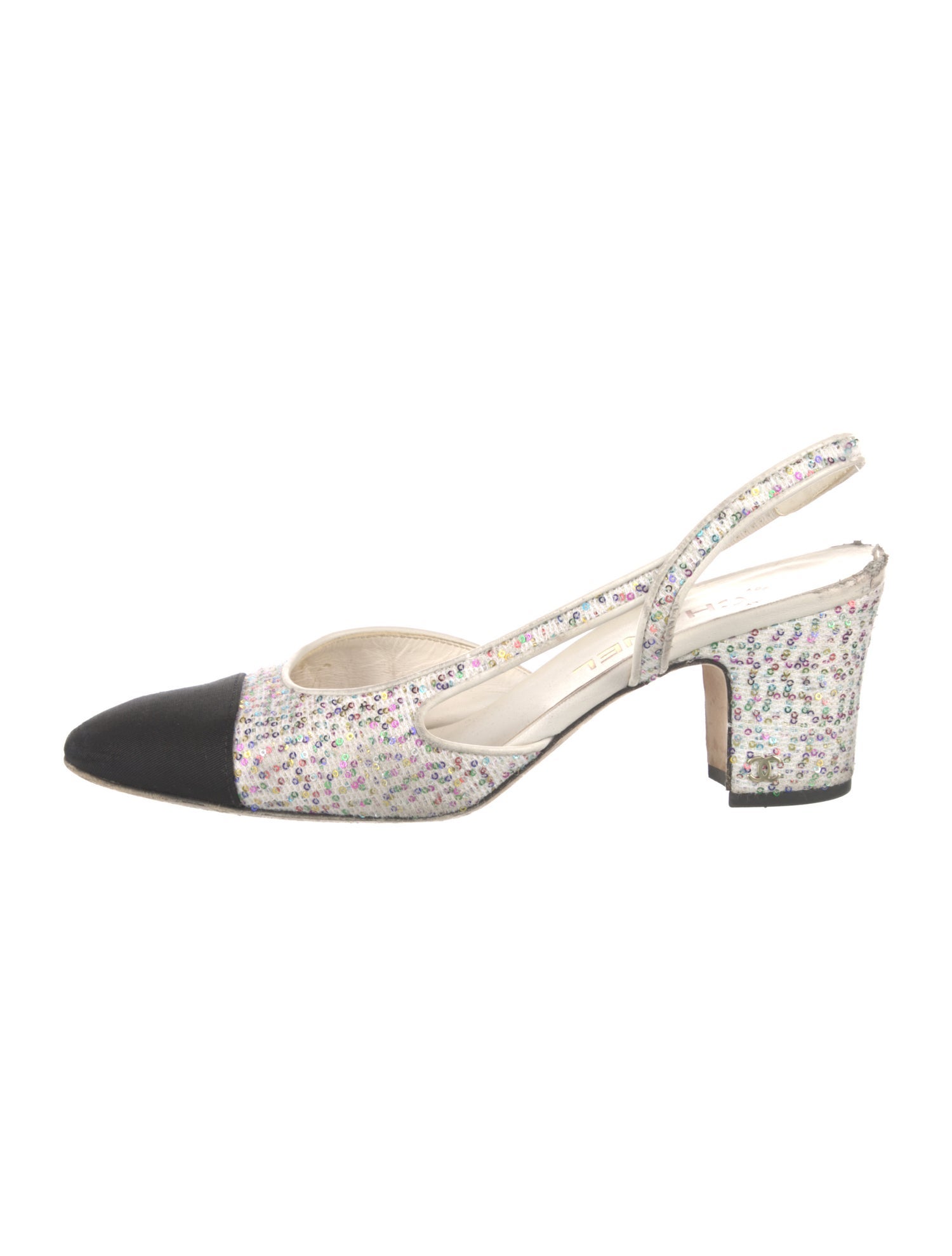 Chanel Interlocking CC Logo Sequins Slingback Pumps