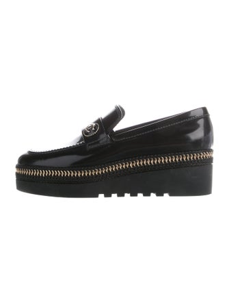 Chanel Interlocking CC Logo Patent Leather Loafers